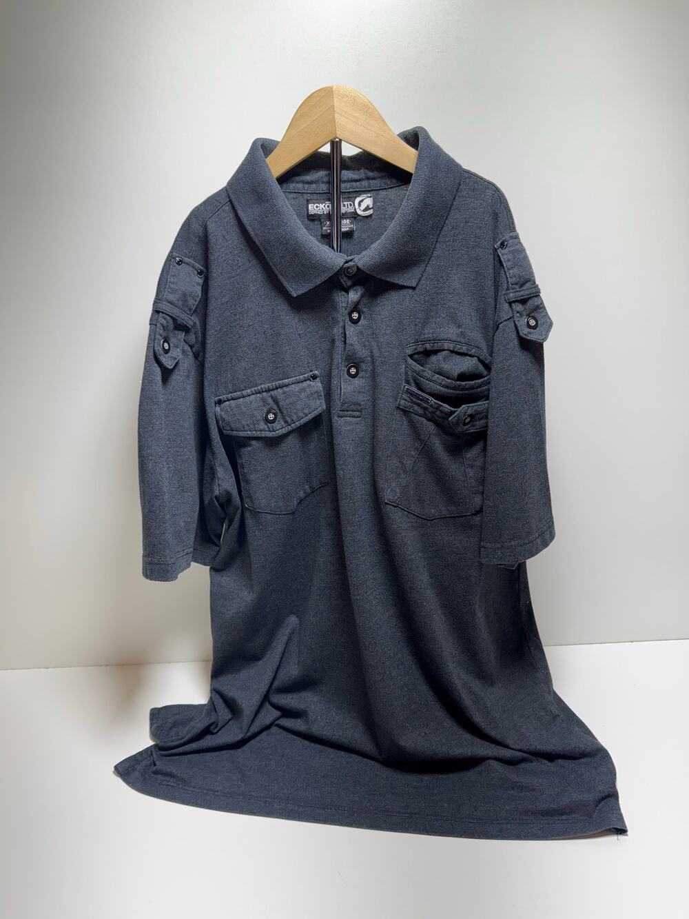 Ecko Unltd Polo Shirt Men’s XL Short Sleeve Y2K Charcoal Gray 90’s